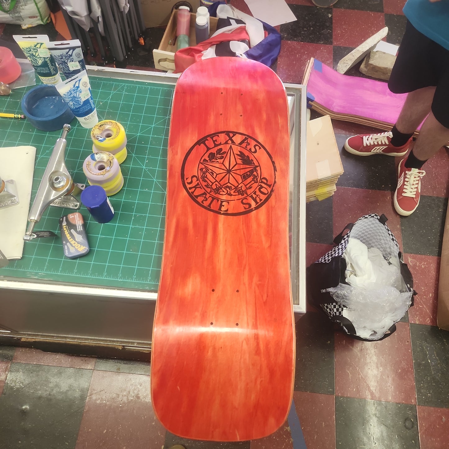 Fun-Key Laminates - *Jason Lee Shape* - Texas Twister Mold - Skateboard Deck  - Red