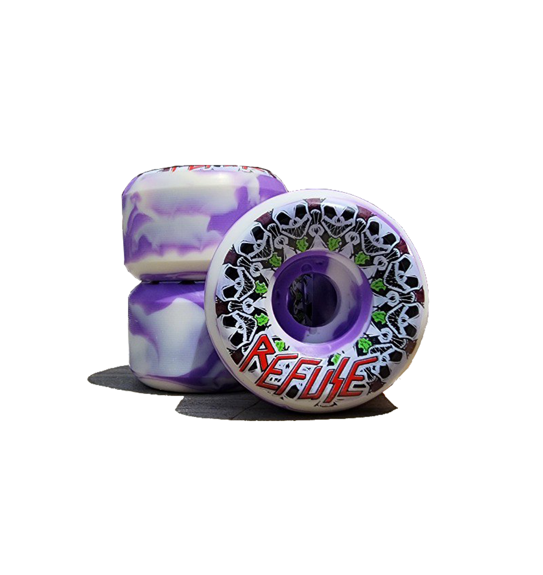 54mm Refuse Wheels - 101a purple & white swirl - Skateboard Wheel