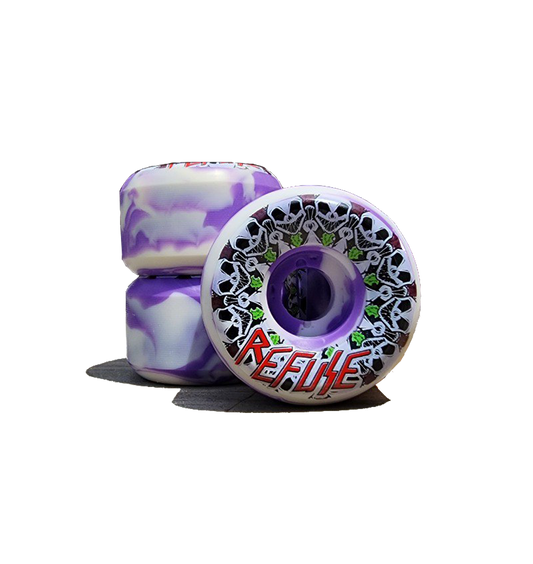 54mm Refuse Wheels - 101a purple & white swirl - Skateboard Wheel